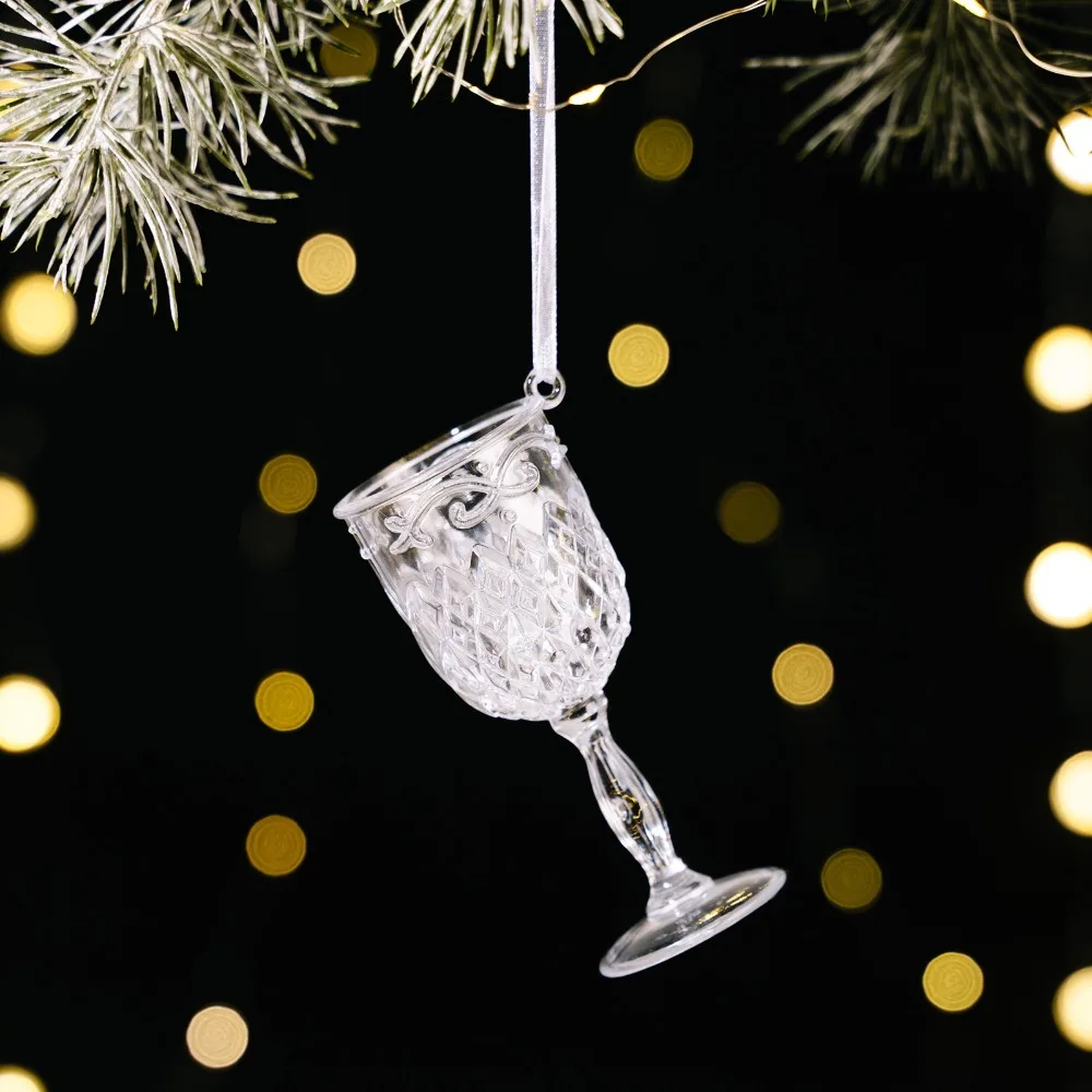 

Акриловые акриловые рождественские подвески, прозрачная имитация подвесного кулона, хрустальные рождественские украшения, прозрачный декор в виде короны лося