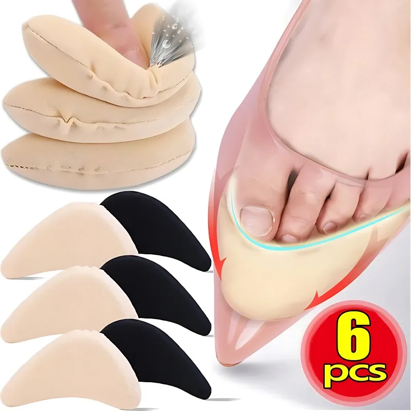 2/6pcs Sponge Forefoot Insert Pads Women Adjust Reduce Shoe Size Pain Relief High Heel Filler Insoles Forefoot Toe Plug Cushion