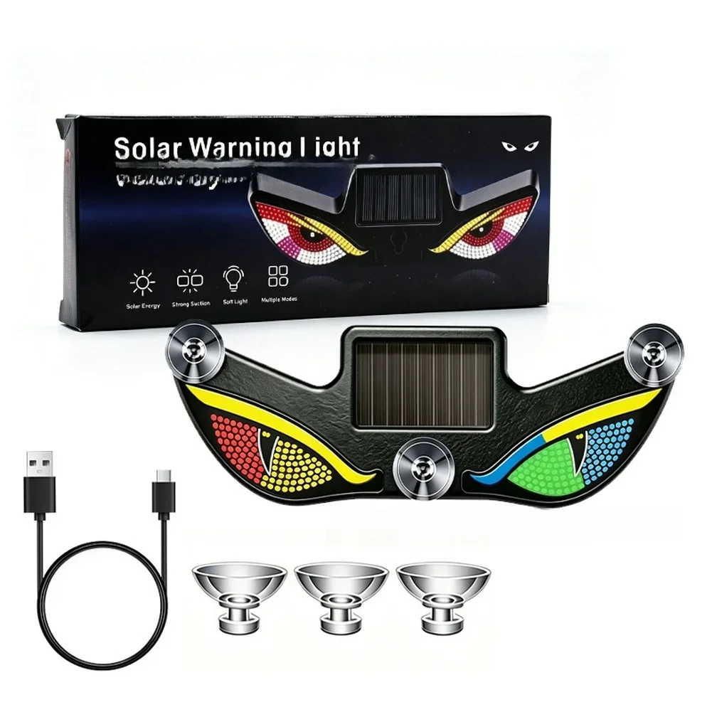 Solar Powered Triangle LED Ambient Light With USB Charging And Suction Cups For Car Rear Window Decorative Lamp Night Safety