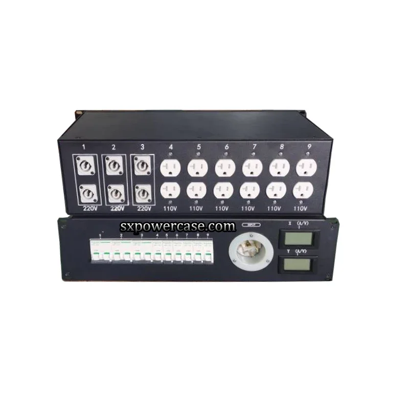 Scatola metallica per distribuzione dell'energia con montaggio su rack da 19 pollici 3U con scatole di distribuzione monofase voltmetro