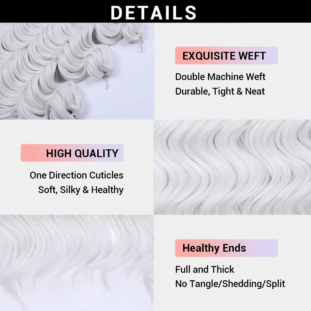 Synthetic Twist Crochet Curly Hair White Grey Blonde Brown Water Wave16 Inch Deep Wave Braid Hair Braiding Hair Extensions