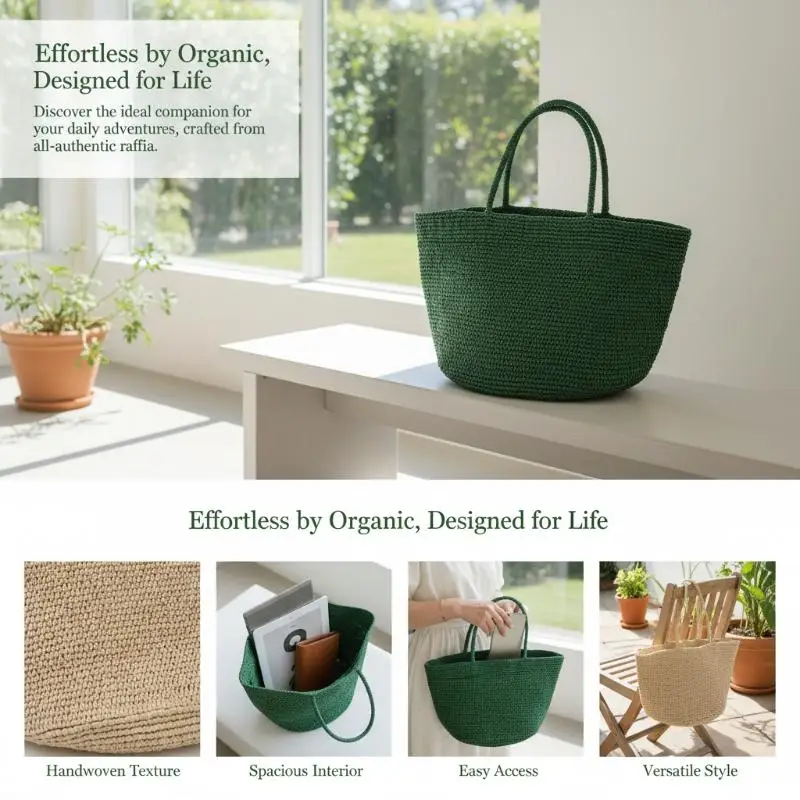 2026 Große Handgewebte Rattan-Tragetasche für Damen Natürliche Stroh-Strandtasche – Detail 5