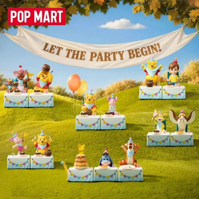 POPMART Disney Winnie The Pooh Let Is Party Serie Überraschungsbox Mystery Box Überraschungstasche Spielzeugpuppe Niedliche Anime-Figur Tischdekoration