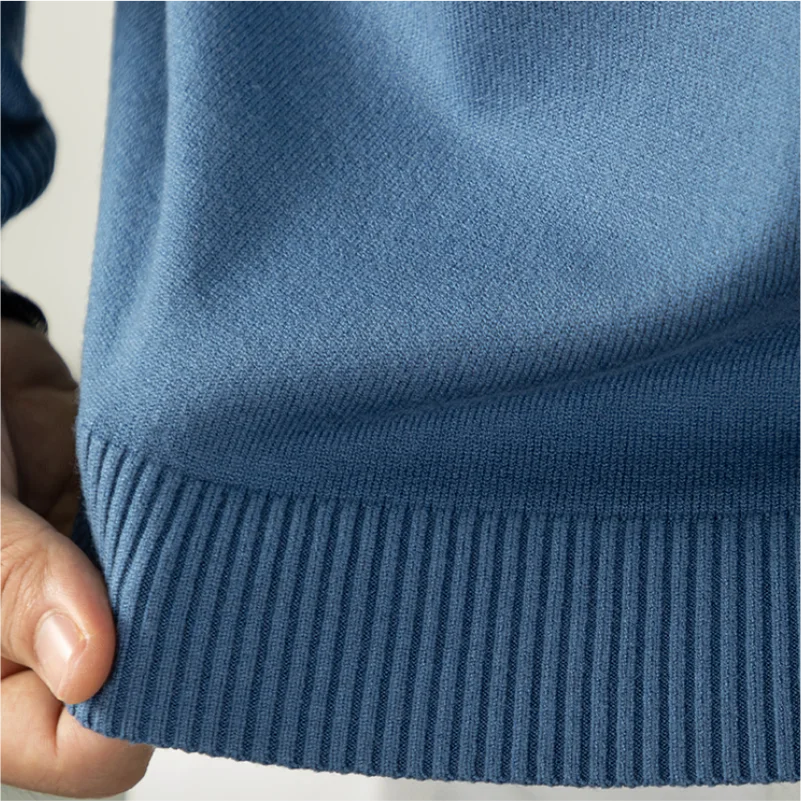 New Sweatwear Men Half Neck Solid Color Sweaters Round Neck Elastic Pullovers Warm Autumn Knitted Sweater Customize Your Design