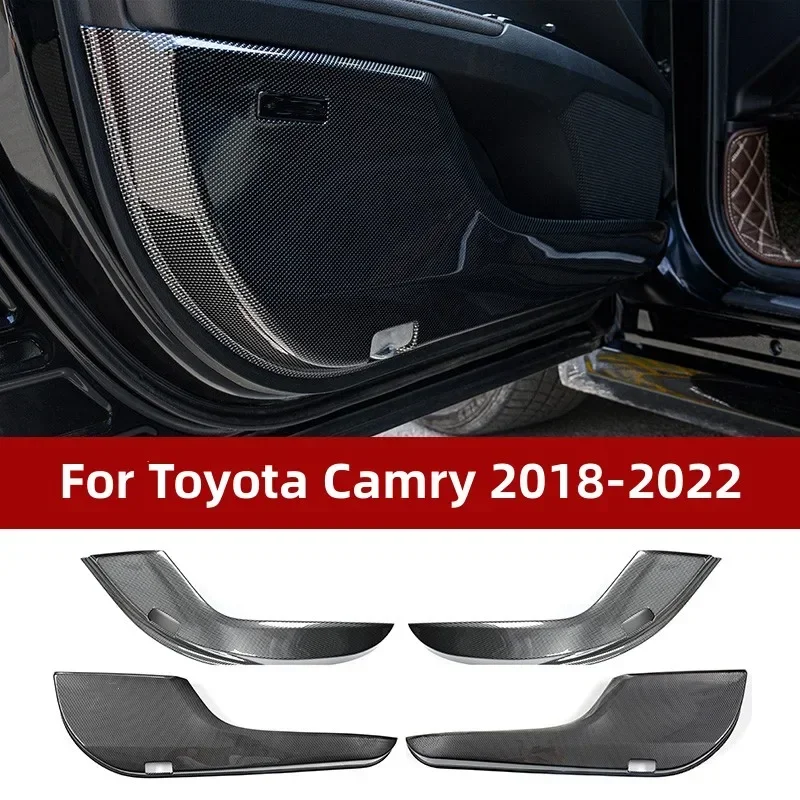 

For Toyota Camry 2018-2021 Car Door Anti Kick Pad ABS Carbon Fiber Car Door Dustproof Protective Sticker