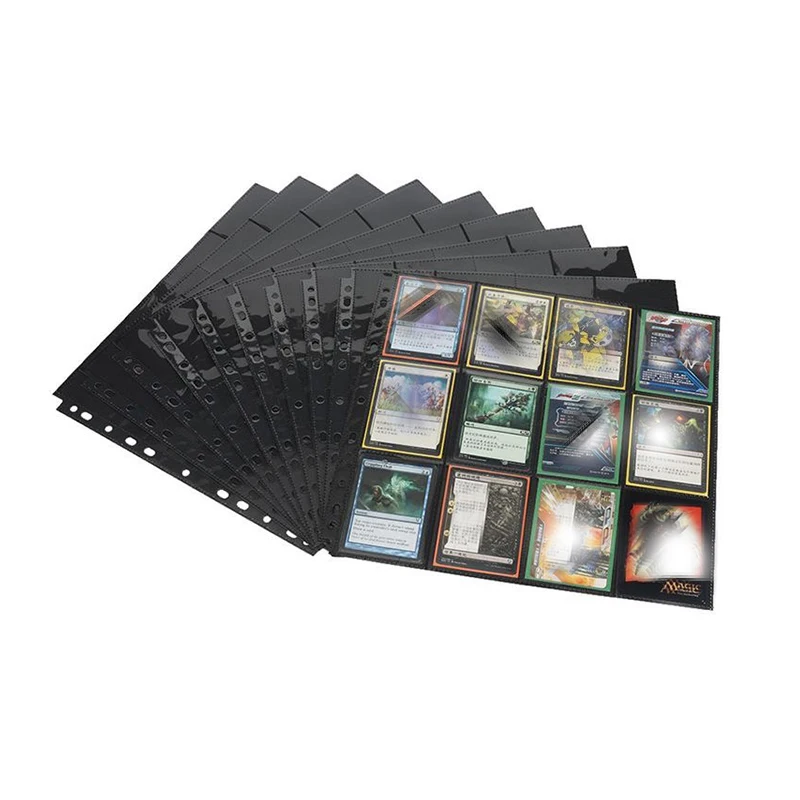 10 Sheets Trading Card Album Pages 12 Pocket, Football Baseball Card Binder Sleeves Collection, Card Holder Sleeves TCG Storage