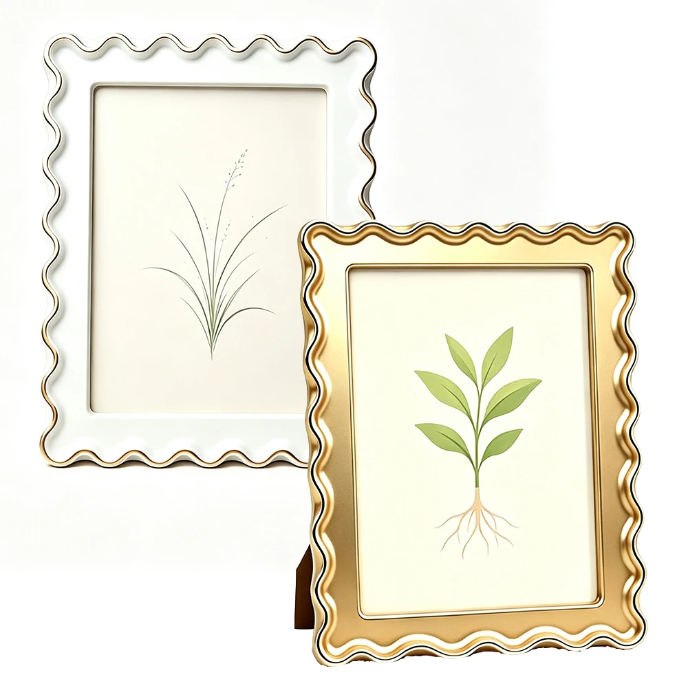 Gold Colors Wave Shaped Design Photo Frame Silver Color Frames for Pictures Home Decoration Art Frame for Dining Room