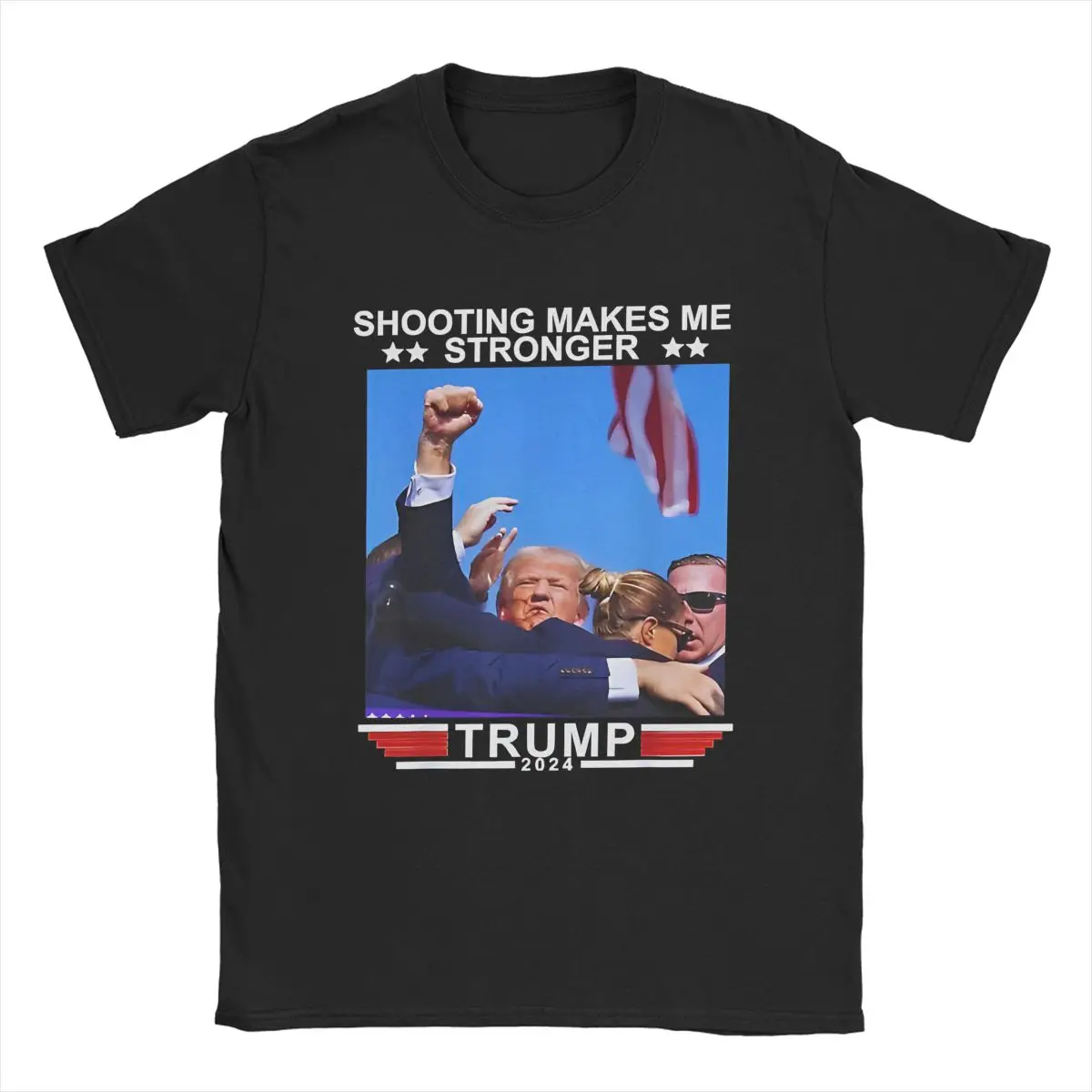 Leisure Shooting Makes Me Stronger Trump 2024 T-Shirts Men Crew Neck T Shirt Assassination Attempt Short Sleeve Tees Plus Size