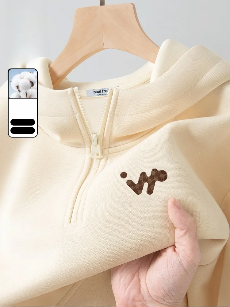 

Heavyweight Hoodie Pullover Sweatirt Men's Spring Autumn Loose Fit Zipper Casual Youth Faion Cotton Polyester