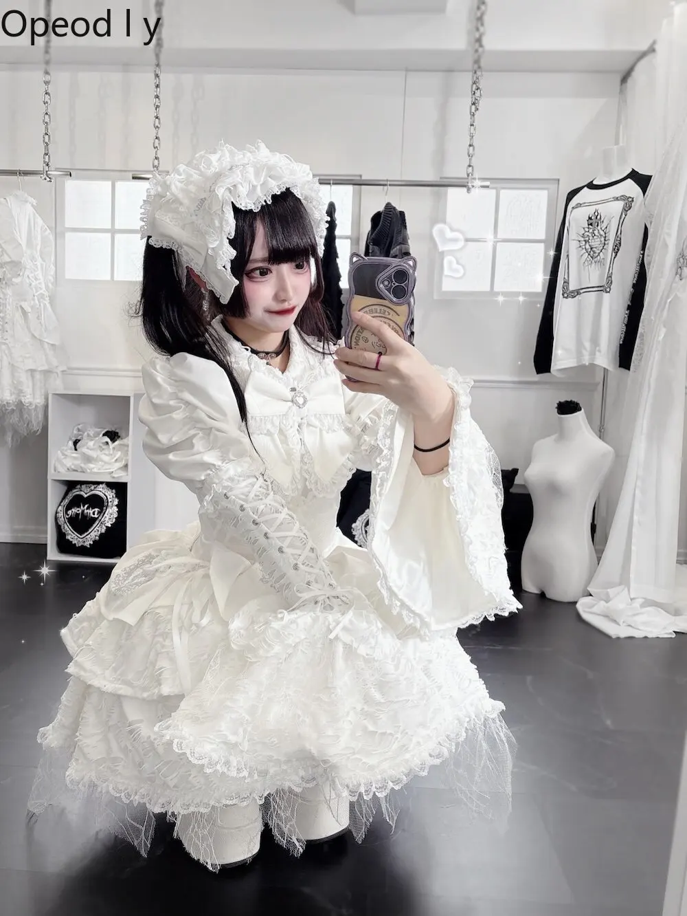 Dark gothic cool girl Japanese lace dress women's waist multi-layer skirt sexy lolita dress cos punk women's long-sleeved dress