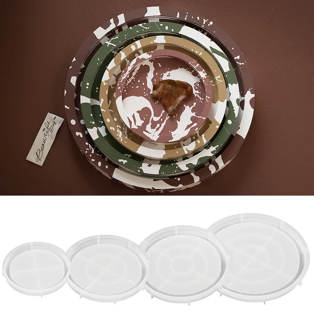 Large Round Serving Tray Mold with Edges for DIY