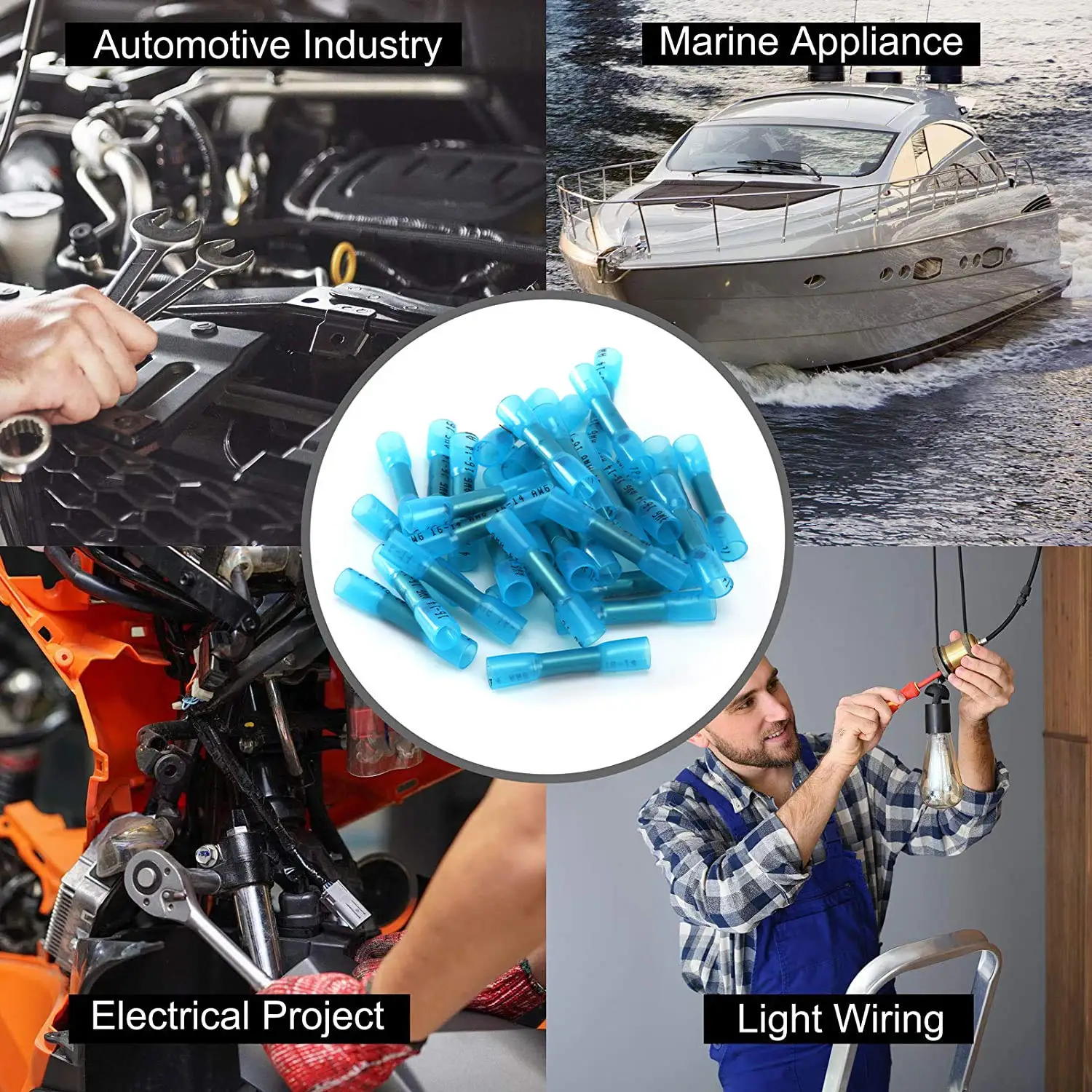 100 Pcs Heat Shrink Butt Wire Connectors 22-16 AWG Red Insulated Waterproof Electrical Crimp Splices for Truck And Automobile