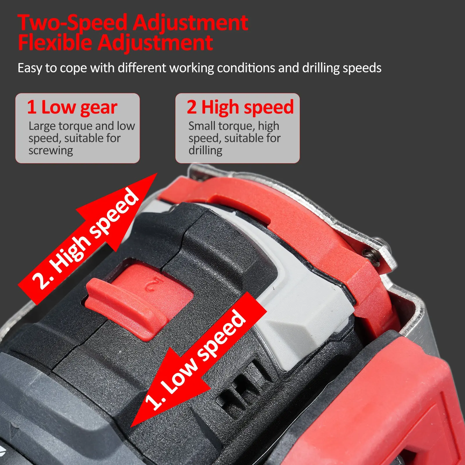 Hammer Drill 16.8V Brushless Power Drill Set Rechargeable Drill with Battery and Charger 45N.M Torsion 2 Variable Speed