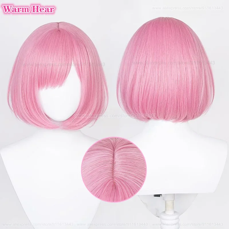 Ootori Emu Synthetic Hair Anime Unisex 34cm Dark Pink Bob Wig Heat Resistant Hair Halloween Party Cosplay Anime Wigs + A Wig Cap