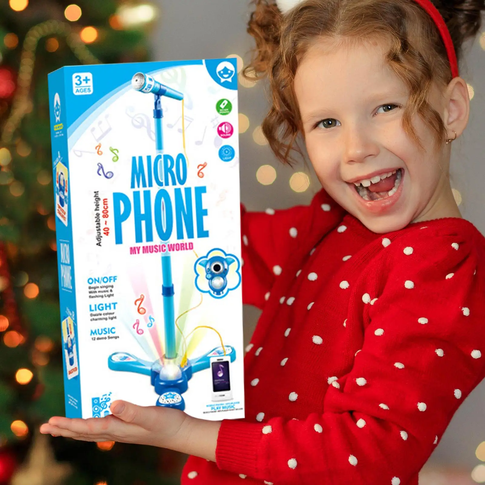 Echo Microphone For Kids With Light Interactive Adjustable Stand Music Toys Karaoke Mics Toy Fun Supplies For Boys Girls