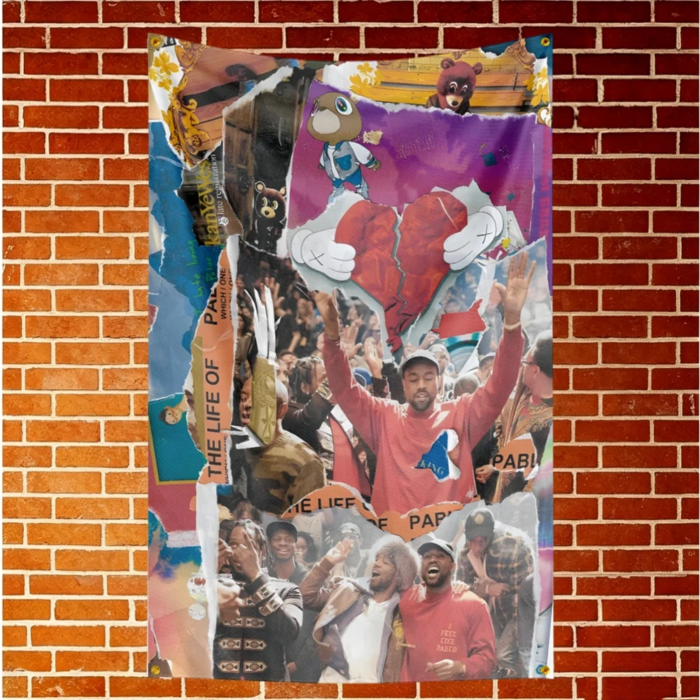 Kanye West Music Flag Banner For Fan Cave Watch Party Tailgate Gathering Indoor Outdoor Backyard Home Festival Ornament Supply