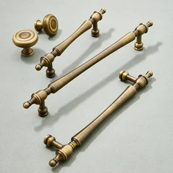 Antique Solid Brass Cupboard Door Handle Wardrobe Wine Cabinet Shoe Cabinet Pulls Retro Kitchen Cabinet Handles Furniture Knobs