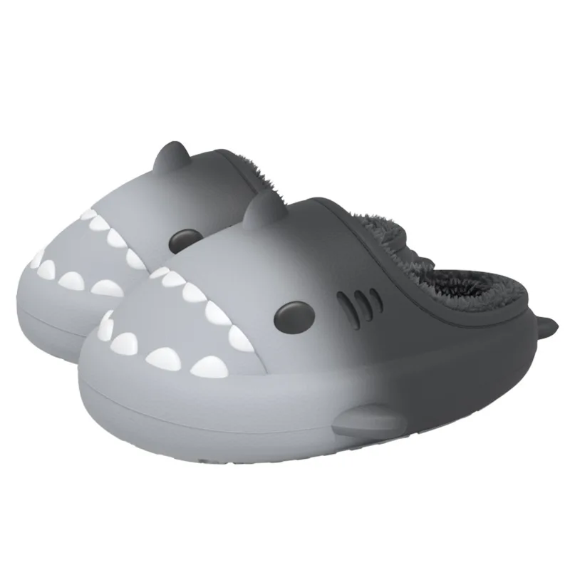 Comwarm Men's winter slippers in shark shape, soft, plush, cotton, waterproof for outdoor use