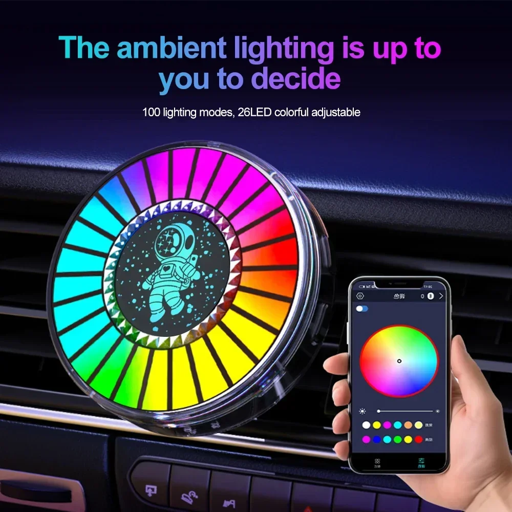 Music Rhythm Lights for Car, Air Freshener, LED Car Atmosphere, Sound Control, Voice Rhythm, Ambient Pickup Lamp, 26 Colors