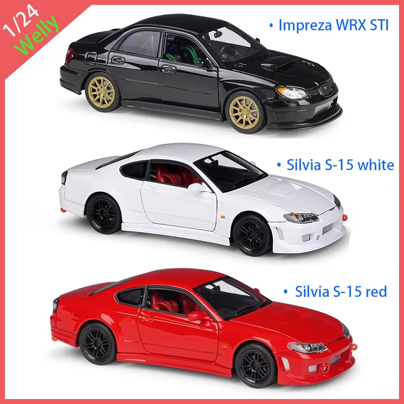 

Литой под давлением сплав Welly 1/24 Impreza WRX STI/Silvia S-15, модель спортивного автомобиля, статический дисплей, классическая коллекция для взрослых, подарок