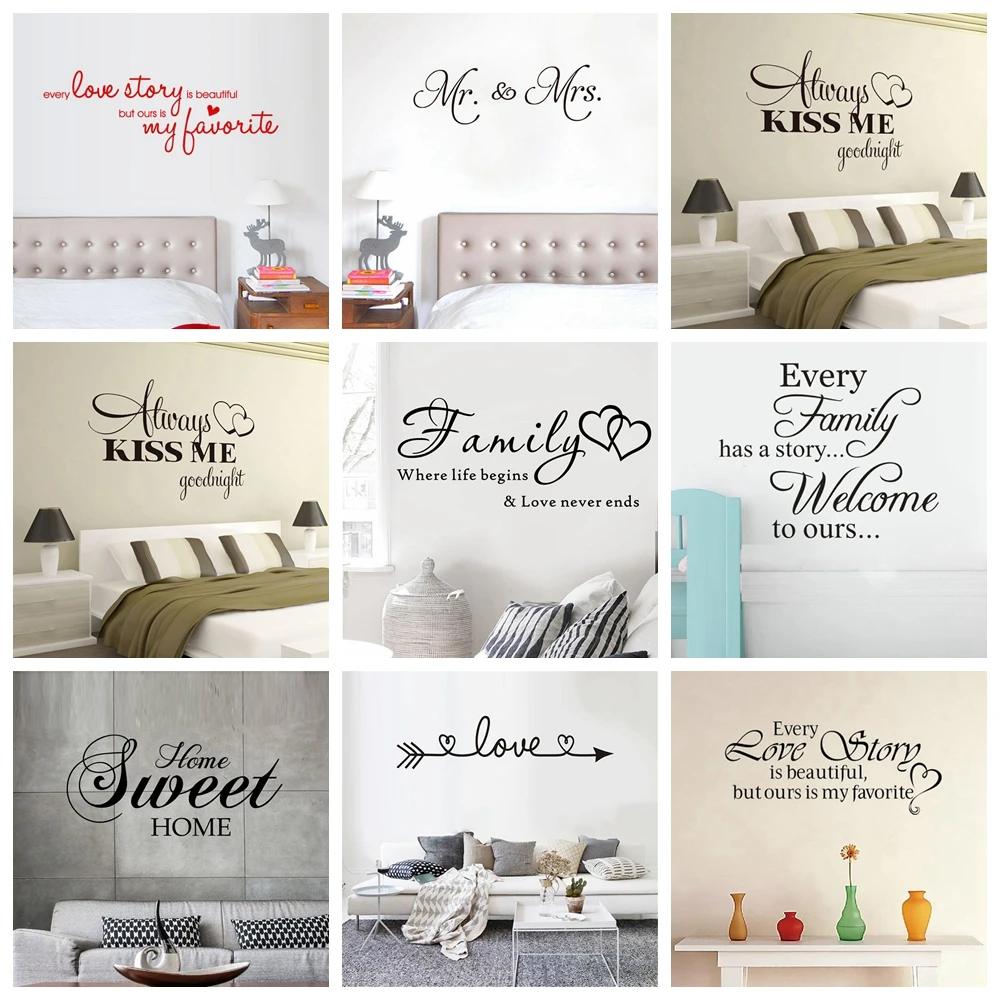 Interesting Good Night Quote Sweet Dreams frase Wall Stickers For Living Room Vinyl Decorations Bedroom Self-adhesive Home decor