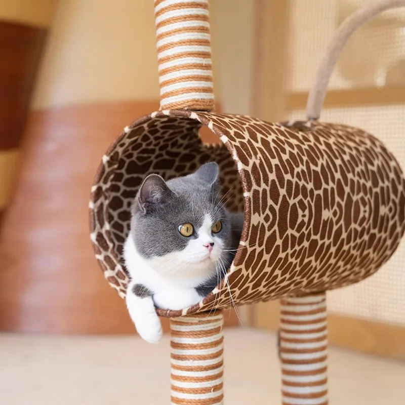 Giraffe cat climbing frame Multifunctional cat scratching post Small apartment special cat nest integrated does not occupy