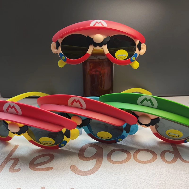 Gafas de sol de Super Mario de dibujos animados para niños y niñas, gafas de sol con imagen de figura de Anime, gafas de diseñador, regalos de vacaciones para niños