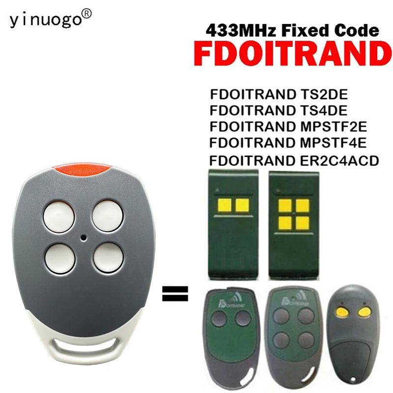 FDOITRAND TS2DE TS4DE MPSTF2E MPSTF4E ER2C4ACD Garage Door Remote Control Clone 433.92MHz Fixed Code Gate Opener