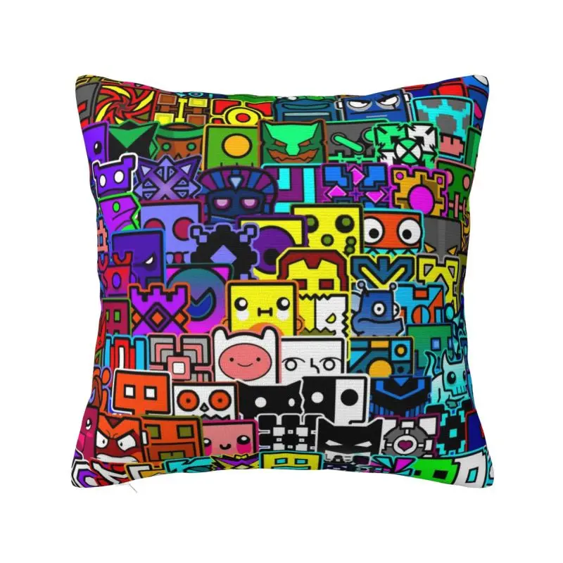 

Пользовательские мультяшные геометрические наволочки для видеоигр, украшения, скандинавские подушки для дивана, квадратная наволочка