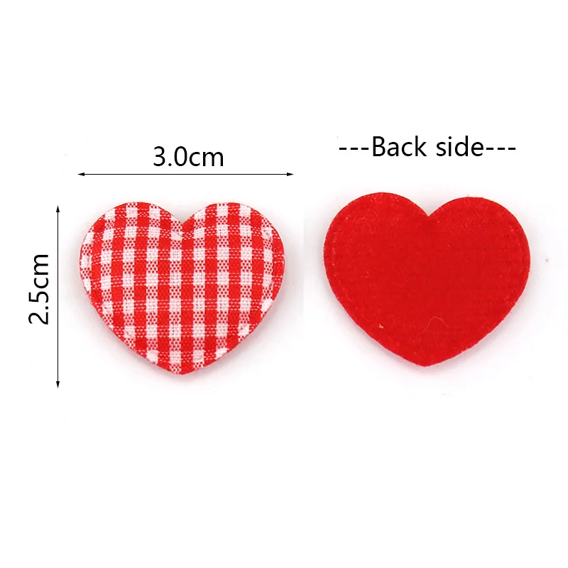 70 pz 2.5*3cm carino tessuto scozzese cuore imbottito Appliques per fai da te copricapo tornante artigianato giocattoli cottura decorazione accessori