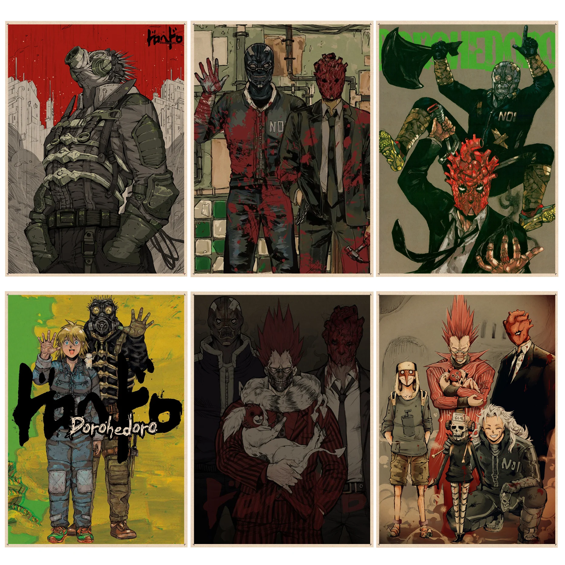 Dorohedoro Vintage Posters Kraft Paper Sticker Home Bar Cafe Wall Decor