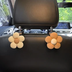 2PCS Cute Cartoon Flower Car Seat Back Hooks Storage Vehicle Headrest Organizer Hanger for Groceries Bag Handbag Auto Decor