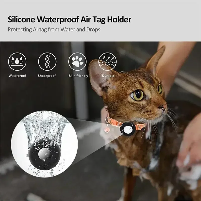 Breakaway Airtag Cat Collar,Reflective Apple Air Tag Cat Collar With Bell Waterproof Airtag Holder Case,GPS Pet Tracker Collar