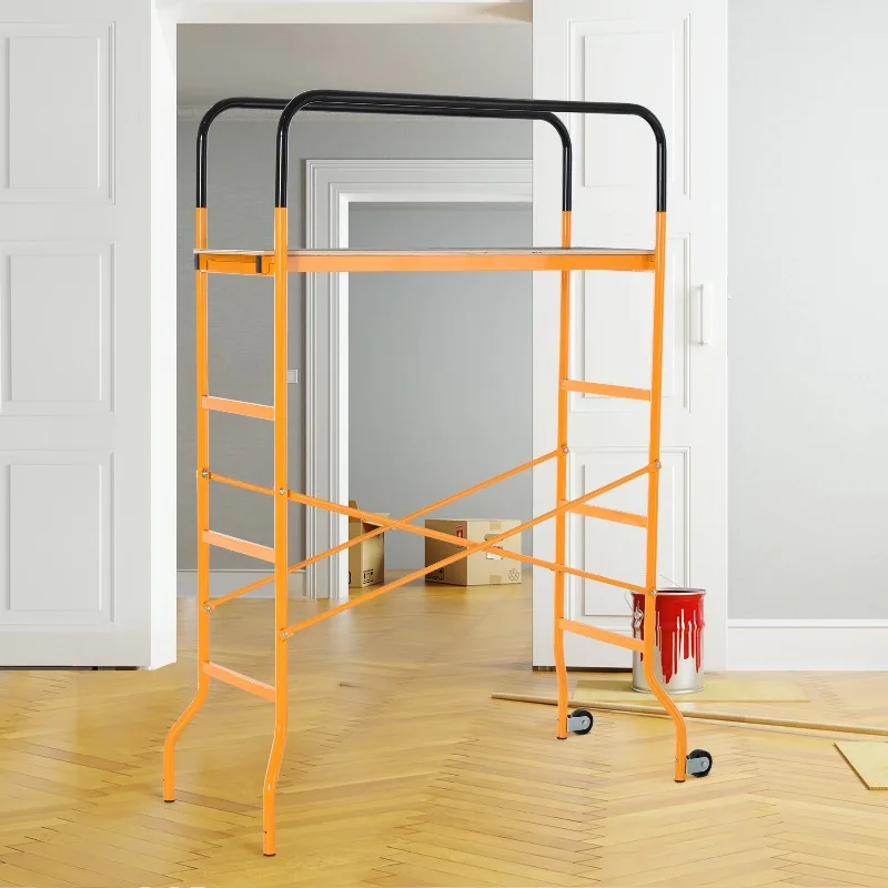 Heavy Duty Rolling Scaffold Tower with Wheels Adjustable Platform Ladder Workstand 440 lbs Capacity for Indoor Outdoor  Painting