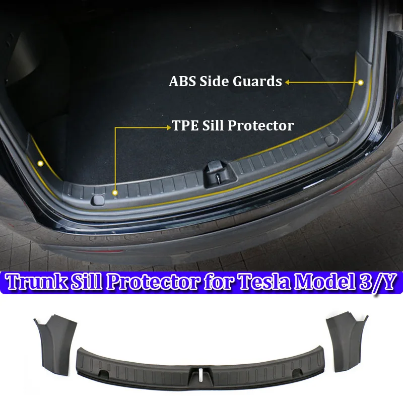 Protectores laterales de maletero para Tesla Model Y 2023, accesorios, cubierta de barra de alféizar de maletero, superficie peluda, carcasa antipatadas