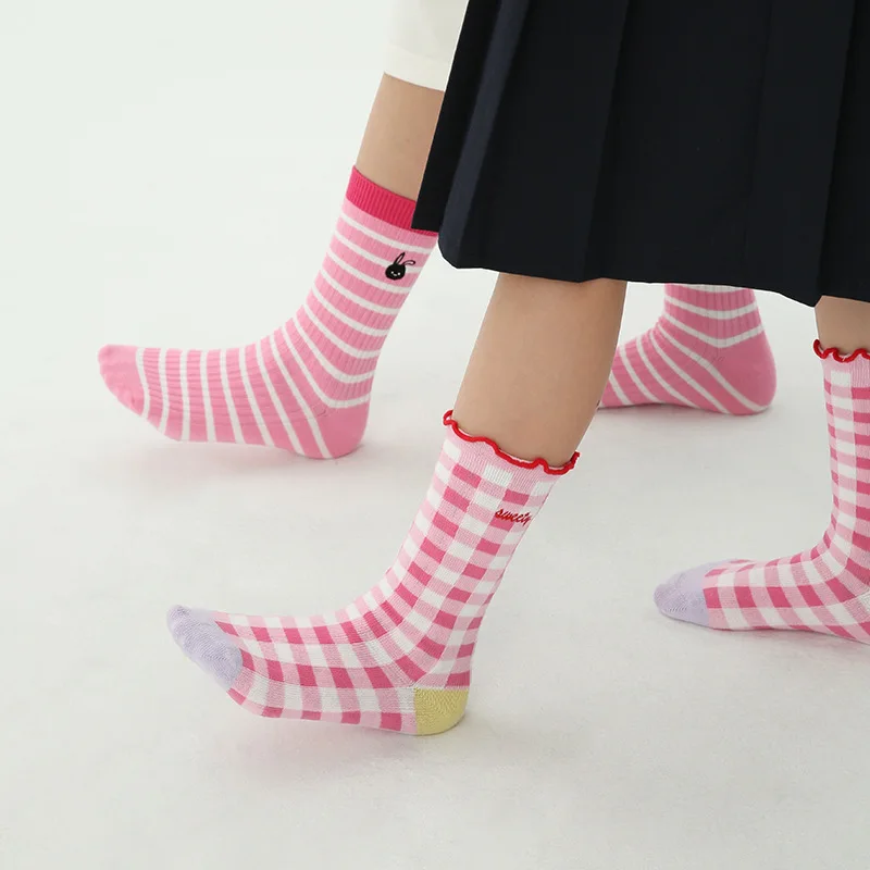 Children Socks 3-12T Girls Fancy Lace Calf Socks Spring Autumn Cotton Socks Baby Boys Sport Sock