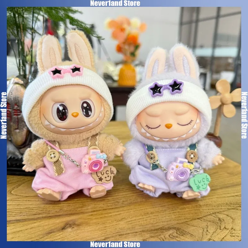 

Mini Plush Doll Outfits Suspender Hat Star Headwear Set 10-17cm Labubu V1 V2 Kpop Idol Dolls Universal Cute Clothing Accessories