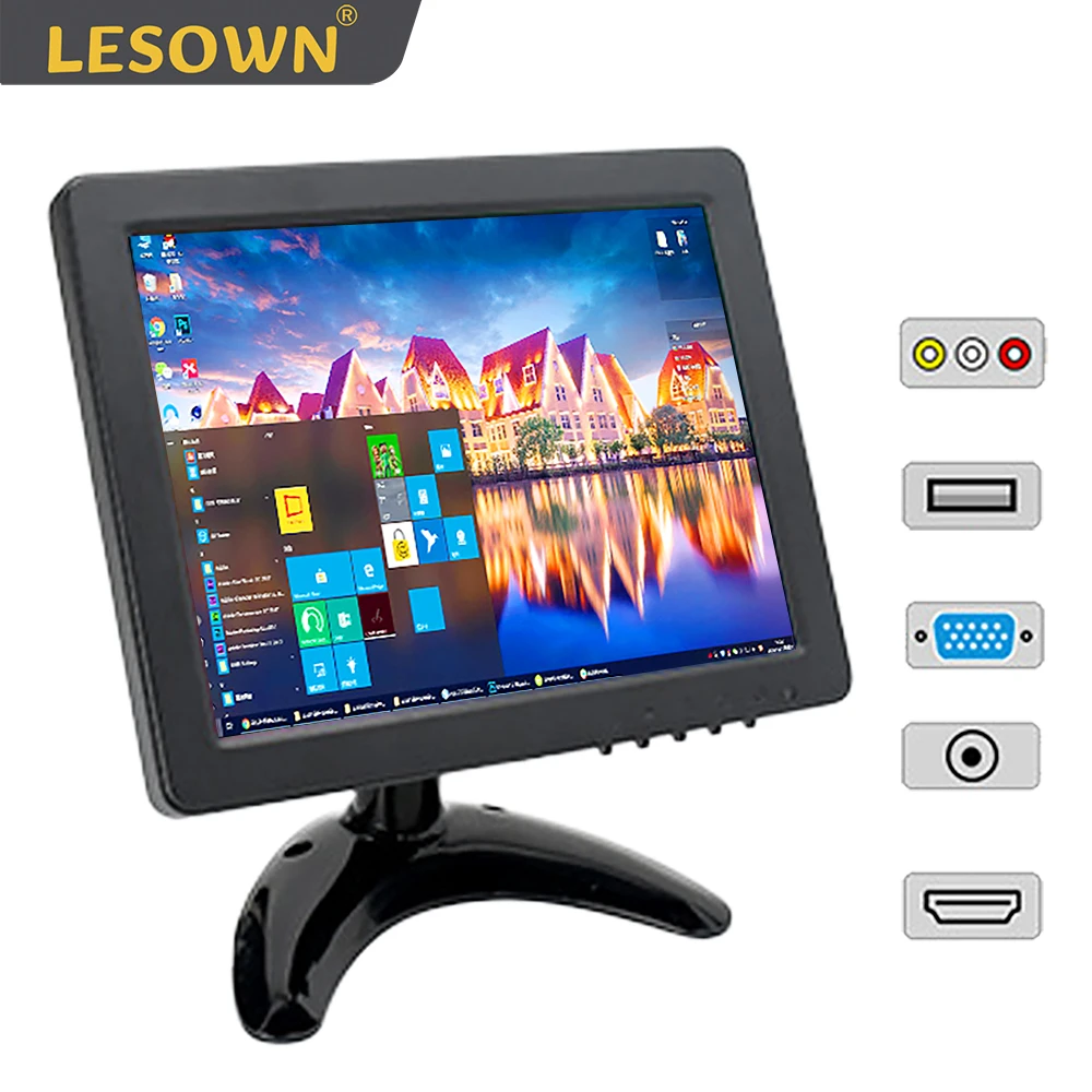 

LESOWN 8 inch 1024x768 IPS Car Rear View Monitor HDMI Compatible AV VGA USB VESA for Truck Parking Display Reversing Camera TV