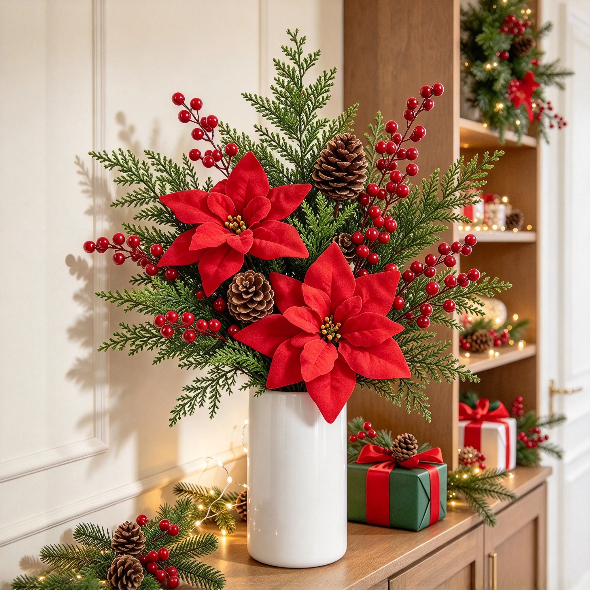 Artificial Flower Christmas Tree Combination Set Wedding Decora Home Room Vase Table Vase Window DIY Gifts Box Scrapbook Garden