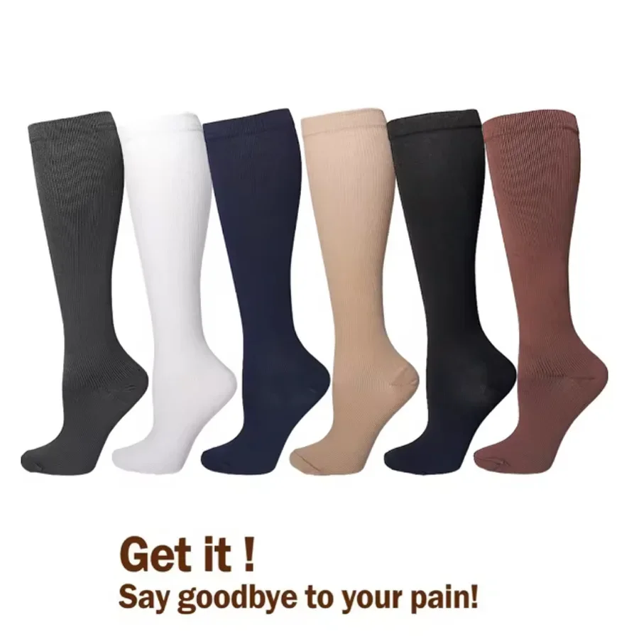 

2Pair Compression Socks Running Sports Socks Nursing 20-30mmhg for Flight Travel Pregnancy Edema Diabetes Varicose Veins Socks