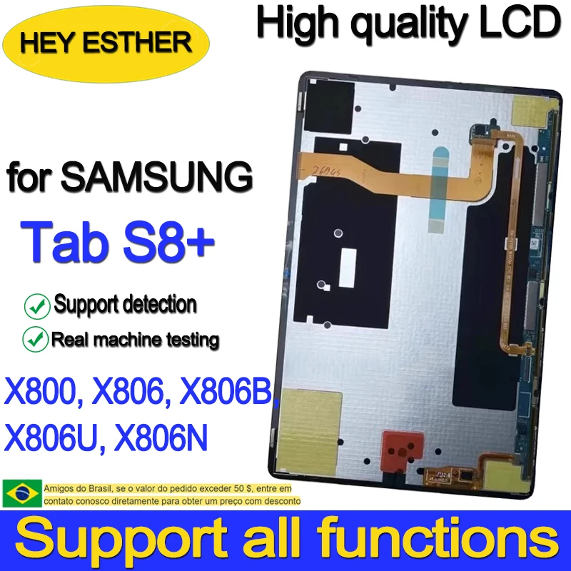 12.4'' Super AMOLED, 120Hz For Samsung Tab S8+ X800 X806 Display