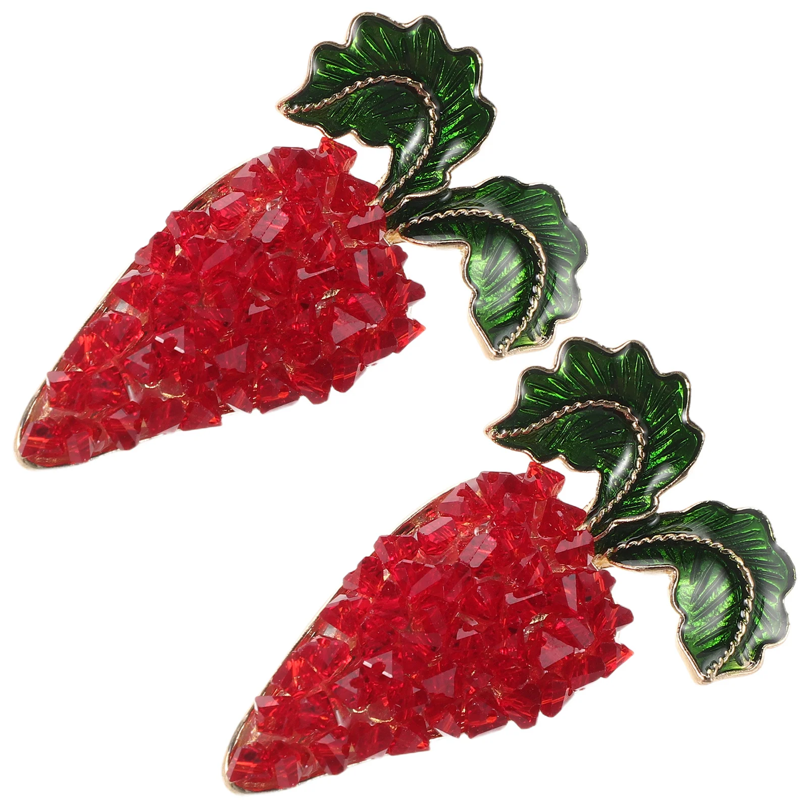 

2pcs Rhinestone Carrot Brooch Pins Sparkling Crystal Veggie Lapel Pin Holiday Christmas Jewelry Clothing Accessories Decorative