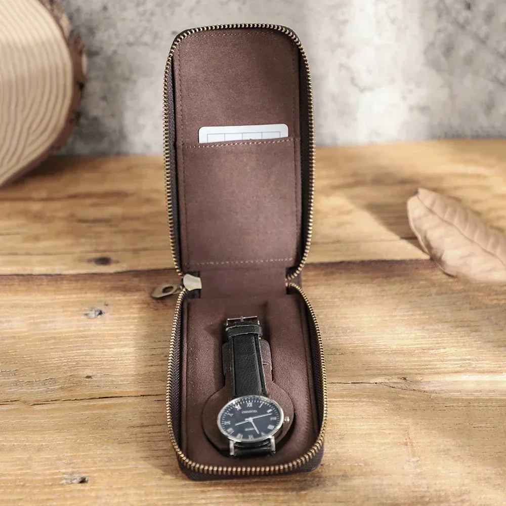 BUW3 FAMILY-Boîte de rangement pour montre à fermeture éclair, support en cuir NuSO k, étui de transport pour hommes, évaluateurs