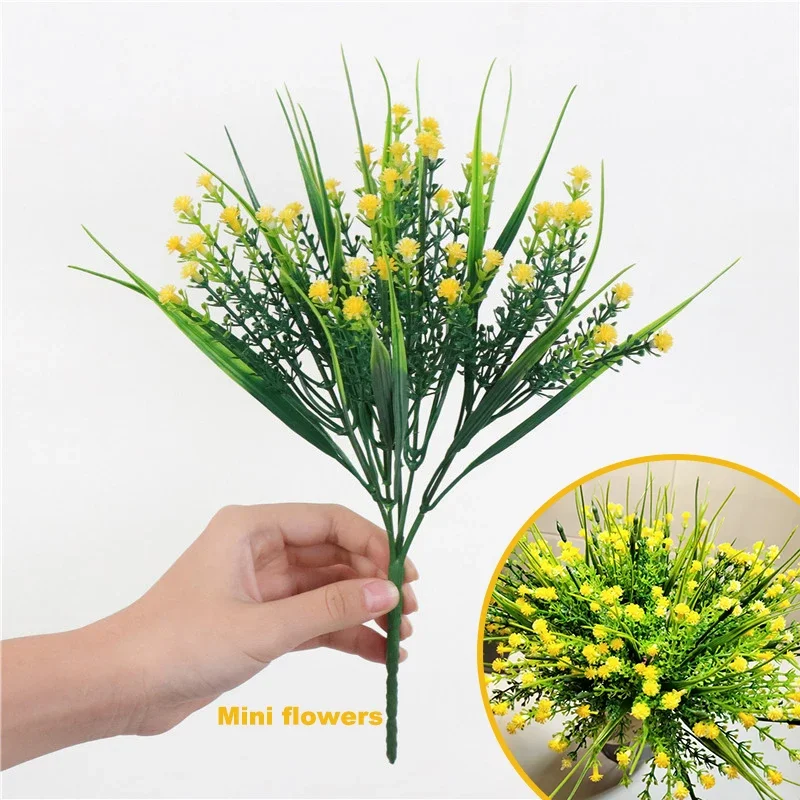 Artificial Flowers Fake Plastic Greenery Plants UV Resistant For Wedding Indoor Home Kitchen Decor Garden Decoration Outdoor