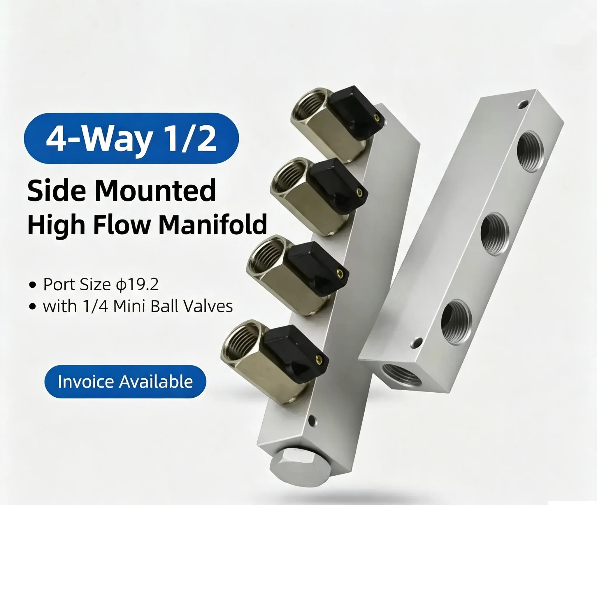 Manifold Distributor Pneumatic Quick Plug In Connector Hose Aluminum Block Divider Splitter Pipeline 36x27mm G1/2