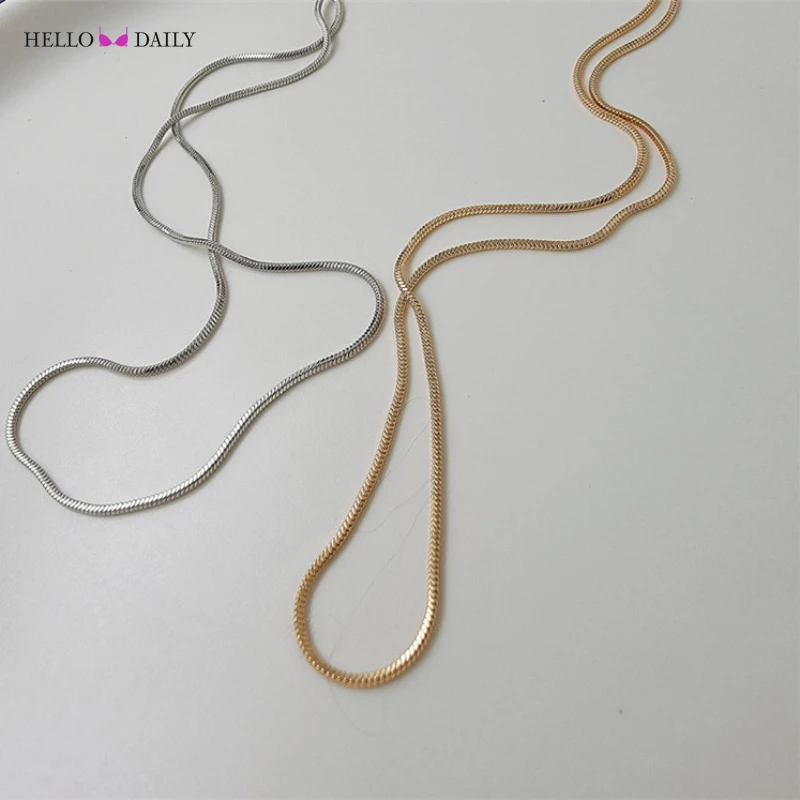 New Trendy Gold Color Stainless Steel Chain Necklace for Women Fashion Clavicle Chain Necklace Men Party Jewelry Gift