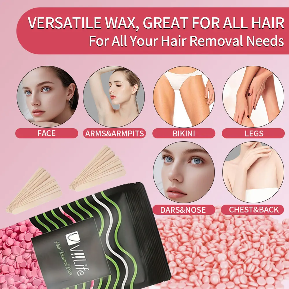 Viilife 100g Hard Wax Beans Heating Machine Hair Removal Machine Wax Melting PotHot Film Painless Waxing Unisex Hair Removal view 3