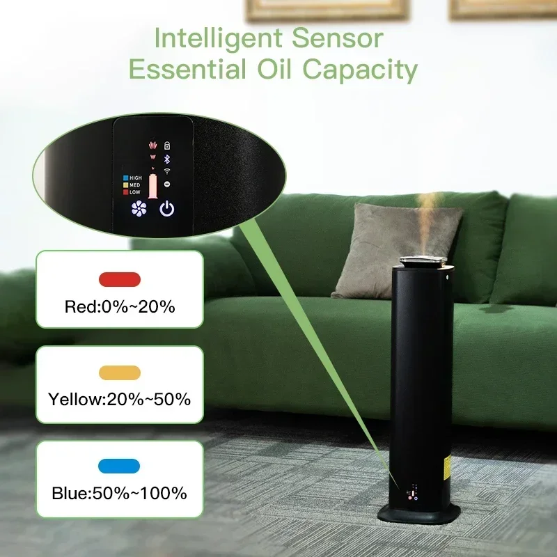 Parfüm-Metallsäule, 3000 m3, Raumduft, ätherische Öle, Diffusor, Aroma für Zuhause, Bluetooth, APP, 800 ml Fassungsvermögen, Lufterfrischer