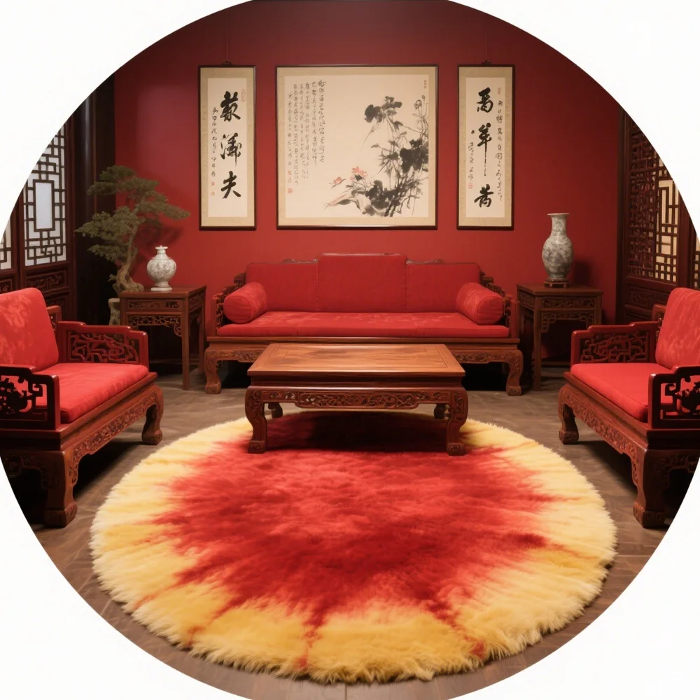 

VIKAMA Elegant Silk Wool Living Room Carpet, Heat Insulation and Noise Absorption, Elevates the Ambiance of Your Living Room
