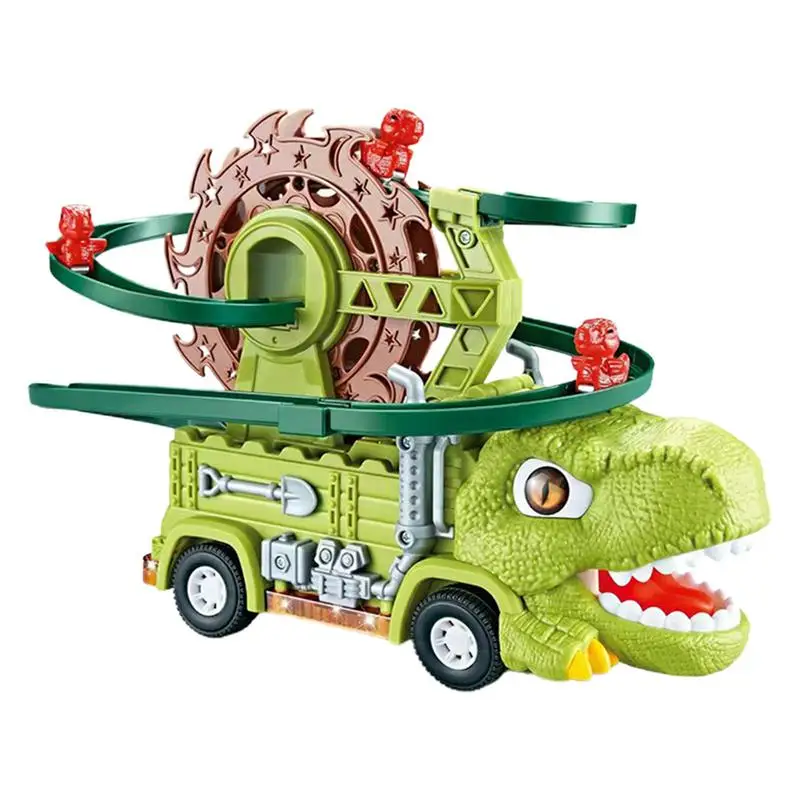 Dinosaur Race Rail Car Toy Set para crianças, montagem, Bend, Flex Racing, LED, eletrônico com luz e música